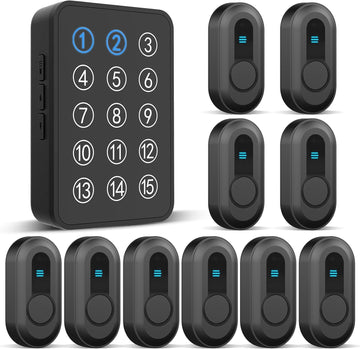 Wireless Emergency Call Button System - 500 Ft Range Caregiver Pager with LED Display, 10 Waterproof Alert Buttons & 1 Receiver for Elderly, Patients, Disabled at Home, Hospital, Clinic CallToU